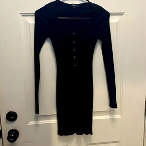 Stunning Lulus Black Sweater Mini Dress - Size Small